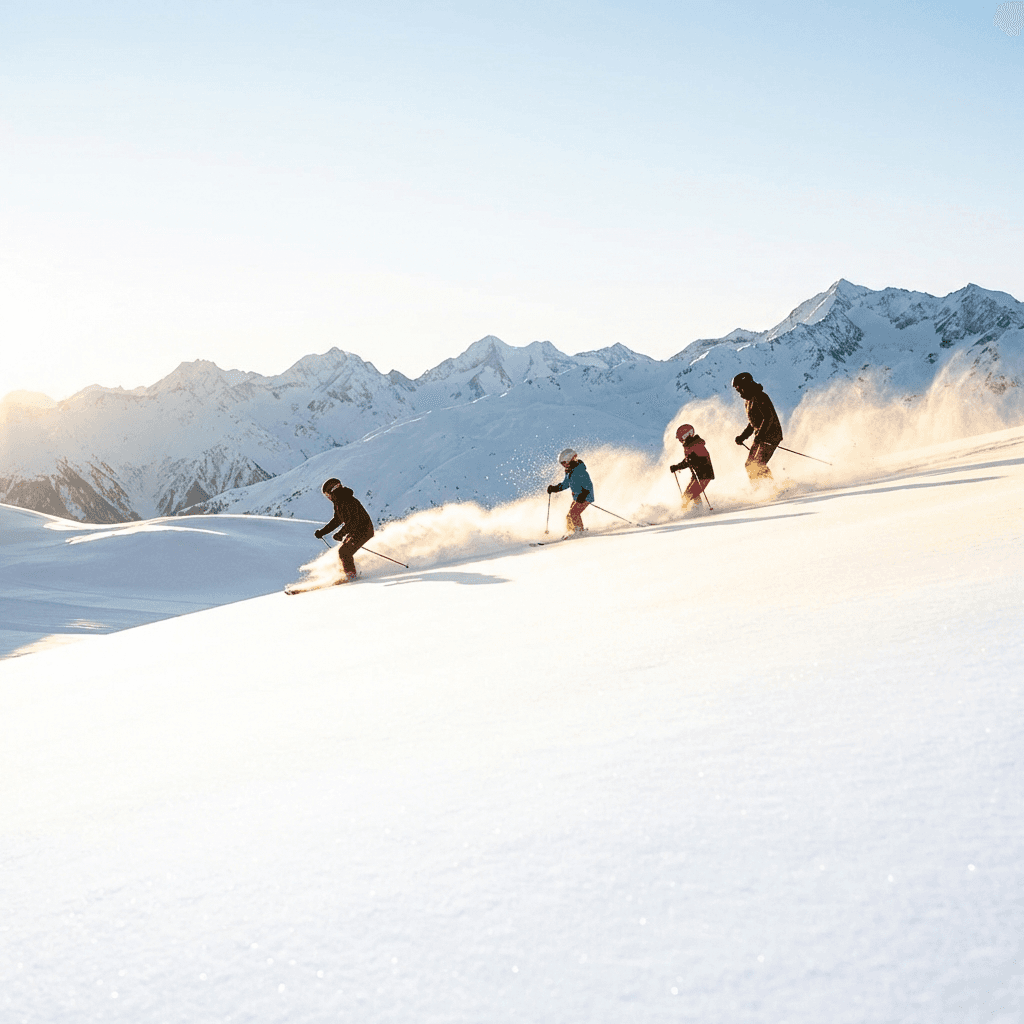 Family enjoying a ski vacation together