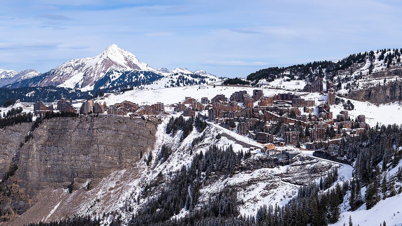 Avoriaz on its cliff-edge plateau in the Portes du Soleil