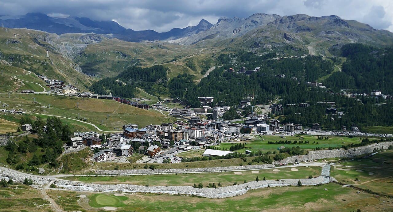 Breuil-Cervinia and the Cherillon torrent from above