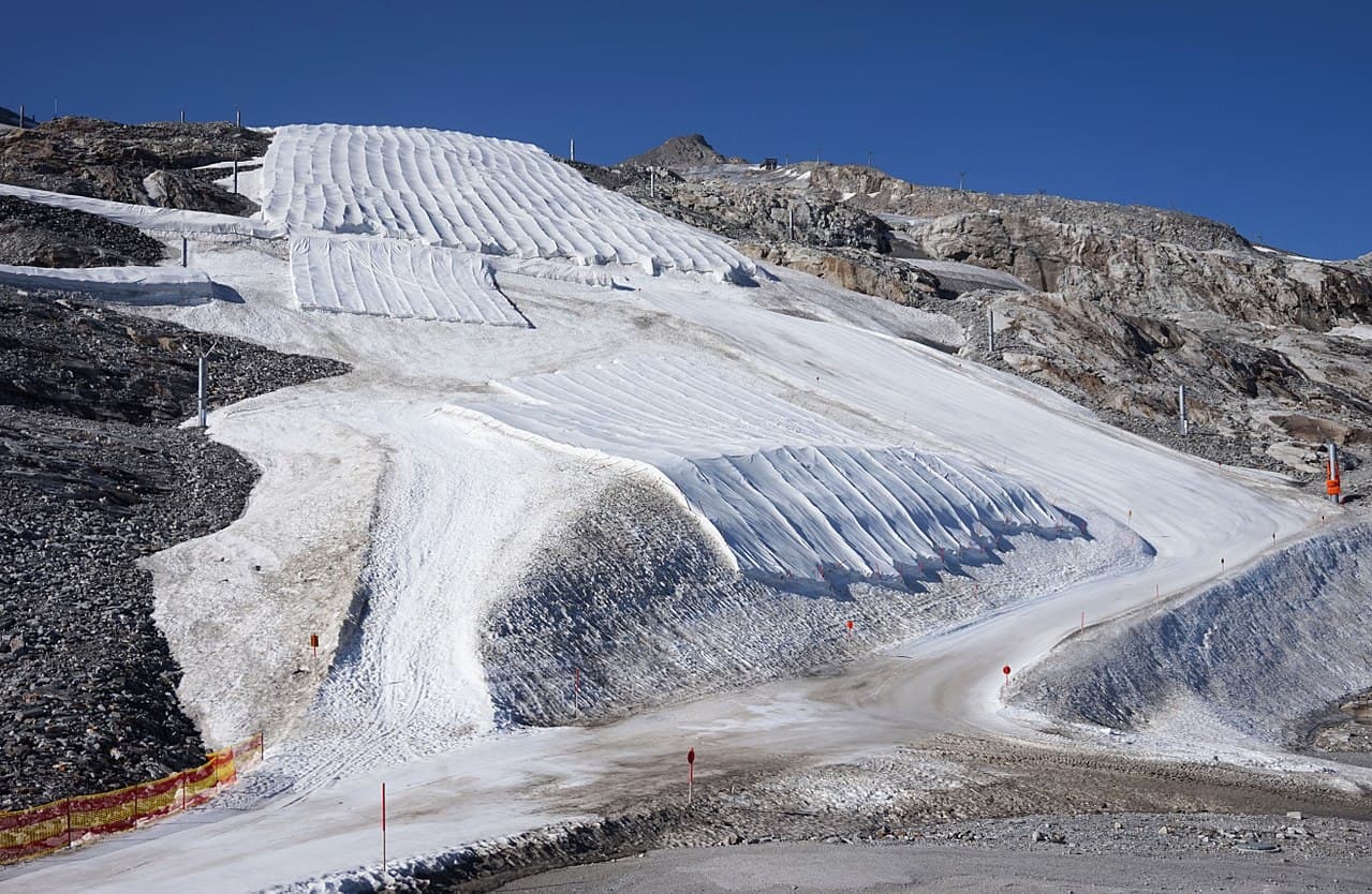 Hintertux Glacier from the valley, a year-round ski mountain